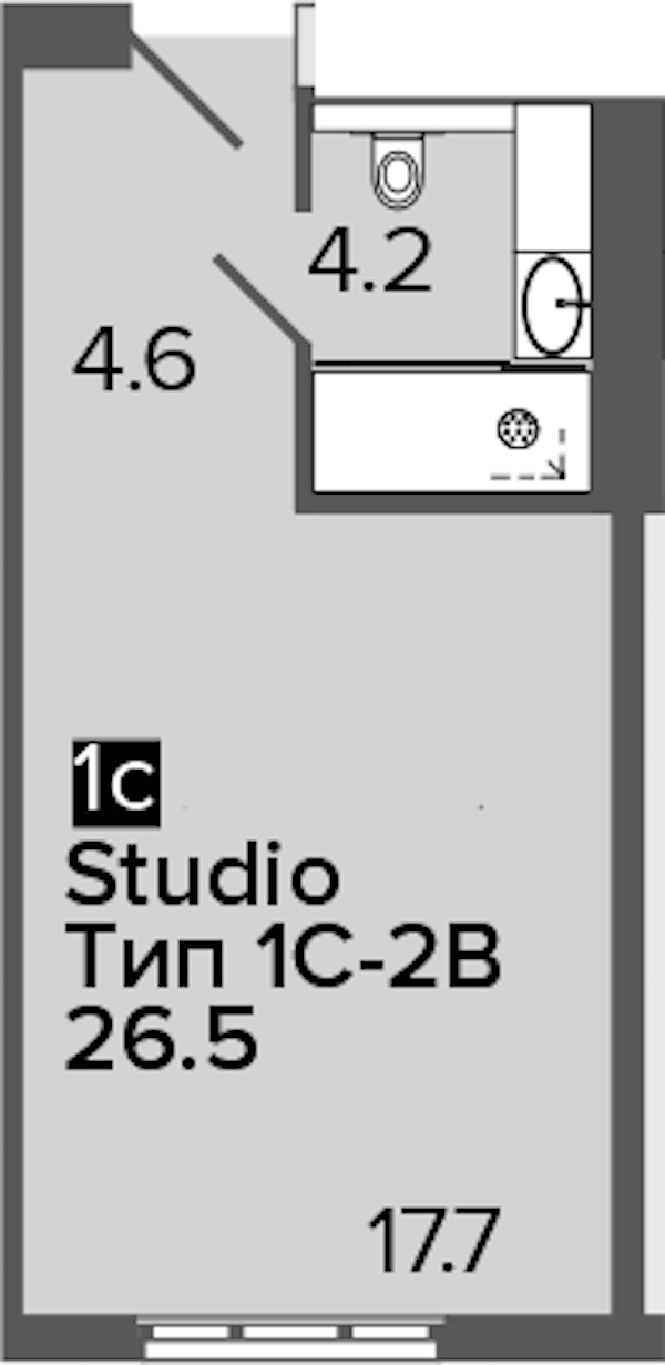 Квартира студия 26.5 м², 16/16 эт., Апарт-отель «ARTSTUDIO M103»